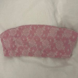 Full Tilt Pink floral embroidered bikini top